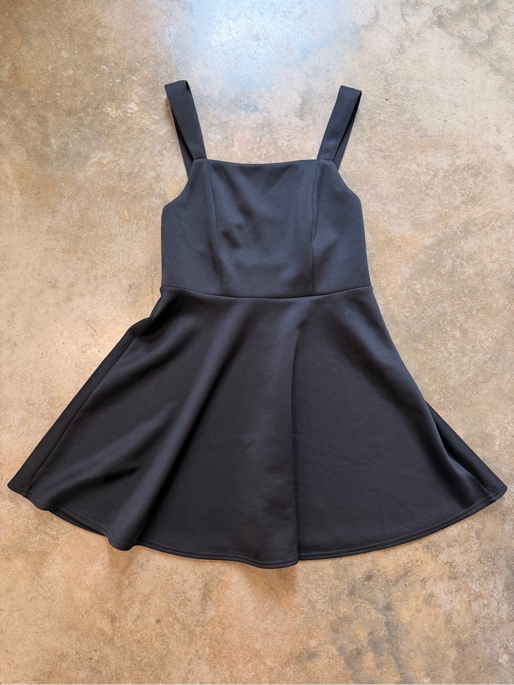 ASOS Black Fit & Flare Skater Dress Square Neck Wide Strap Size 10